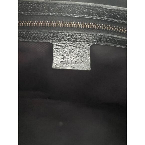 Gucci Black GG Canvas & Leather Tote Bag Gold-Tone Hardware Authentic Made In It - Picture 8 of 9